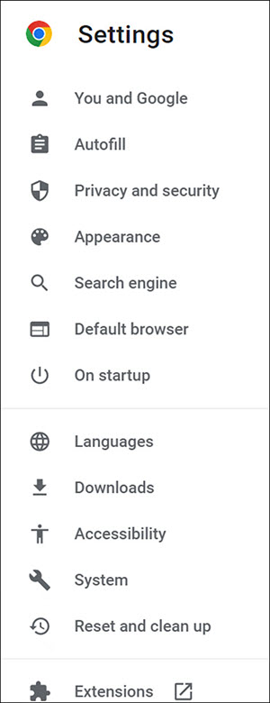 Open Google Chrome settings.