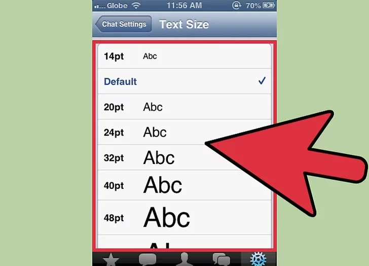 Drag Text Size slider