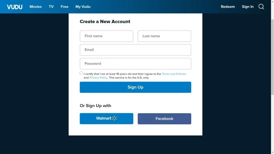 Enter your name, email address and create a password.