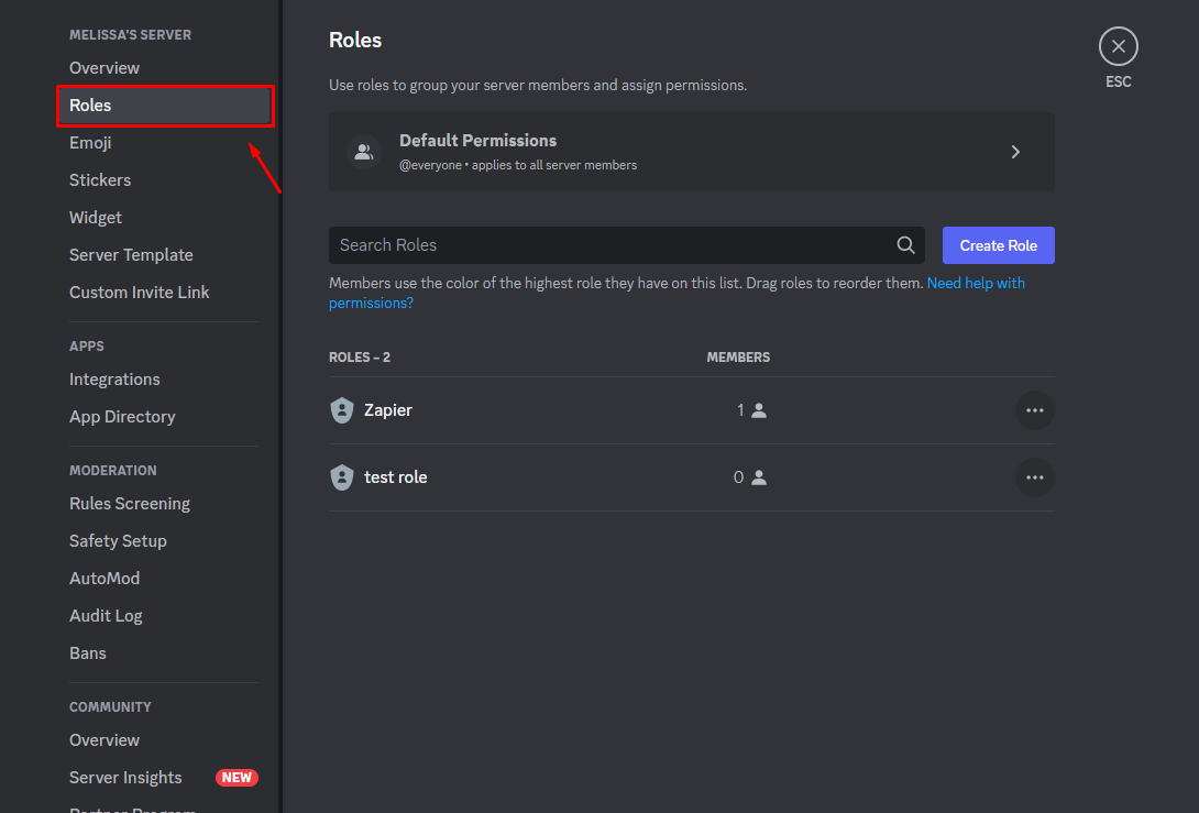 Go to the role list on the right of a server's channel view.
