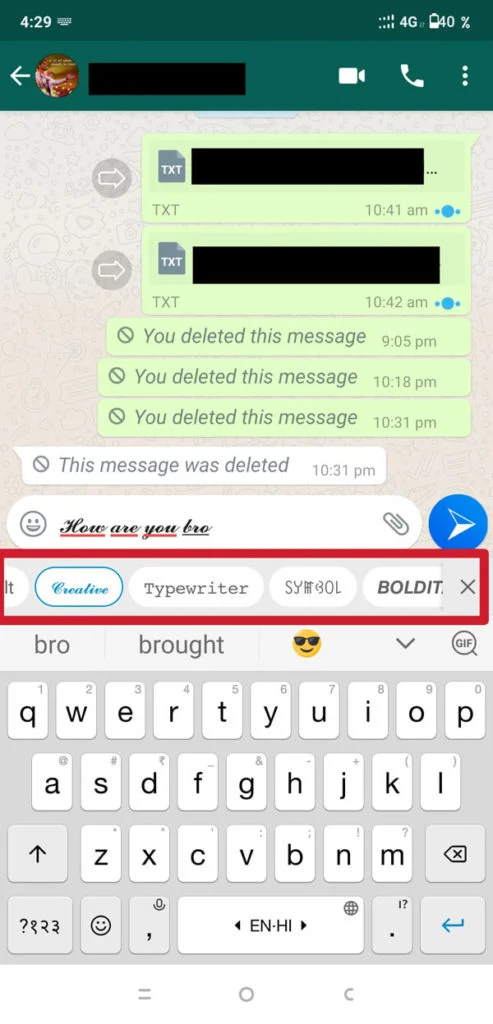 Paste into WhatsApp chat and font will be applied.