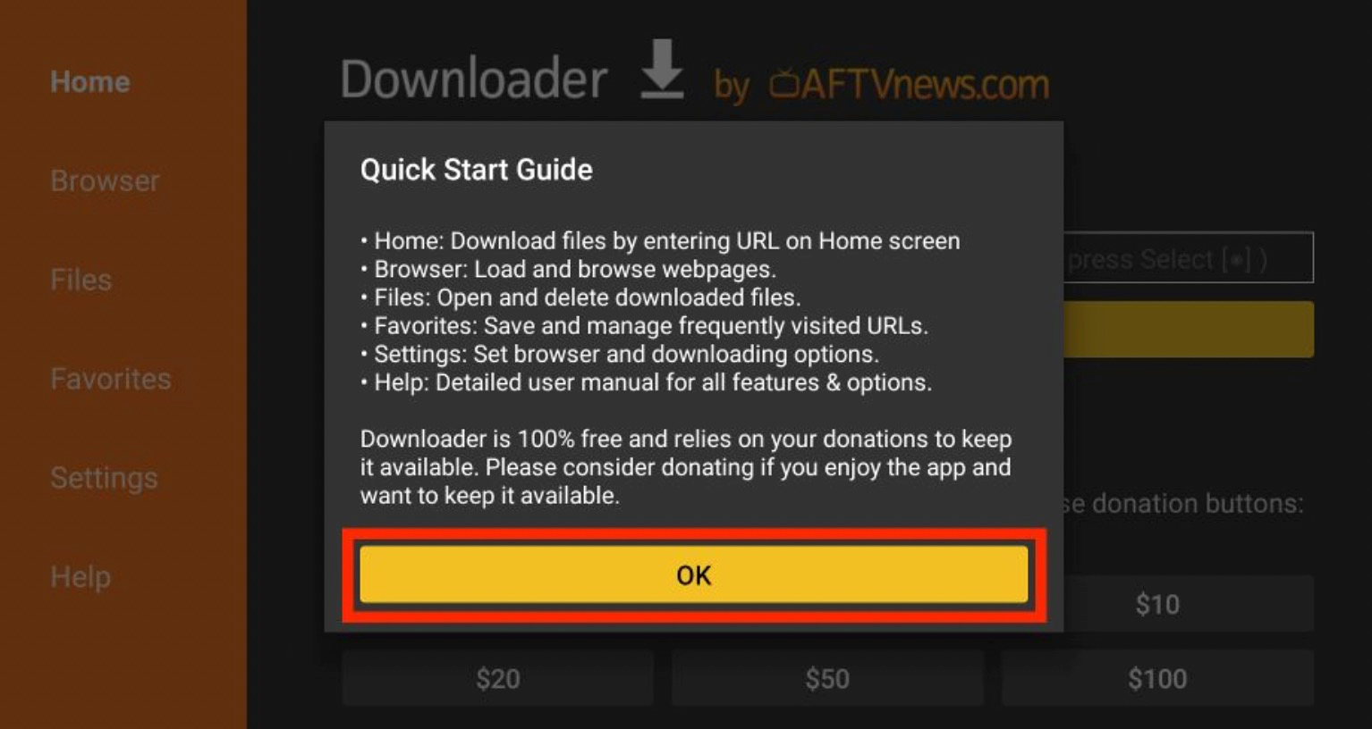 You might see a quick start guide if you use it for the first time. Click OK.