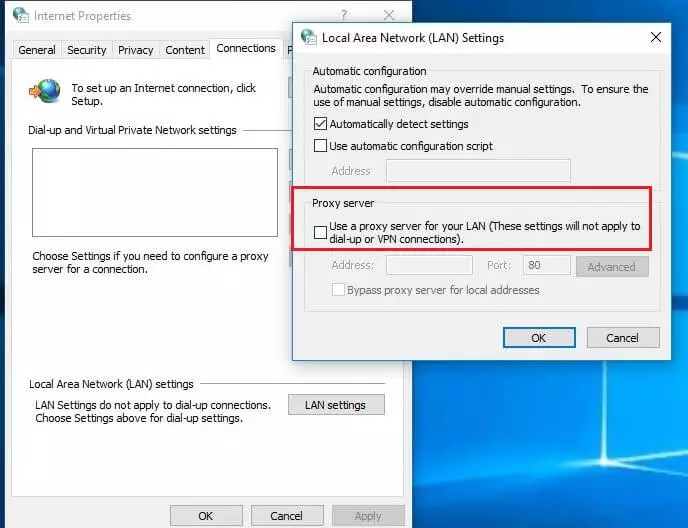 Disable Proxy Server