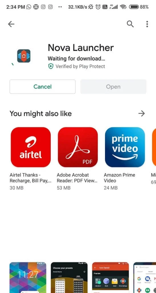 Install Nova Launcher app from the Google Play Store