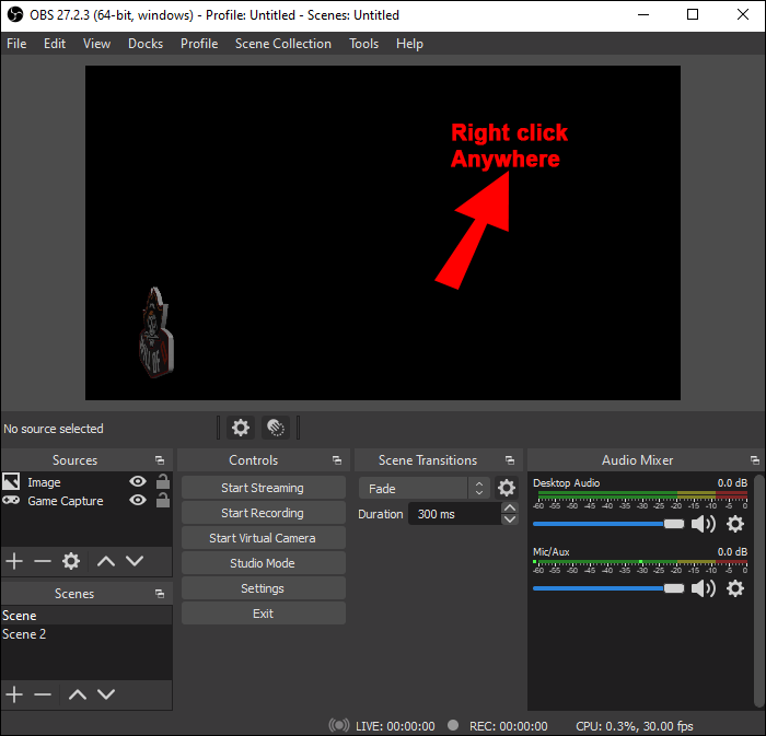 Right-click in the Source area of the program and choose ‘Add Video Capture Device.'