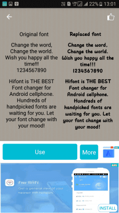 Select chosen font packs to preview changes