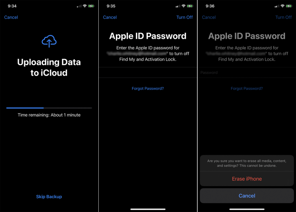 Tap "Restore from iCloud Backup" then sign in with the Apple ID and password associated with iCloud on that device.