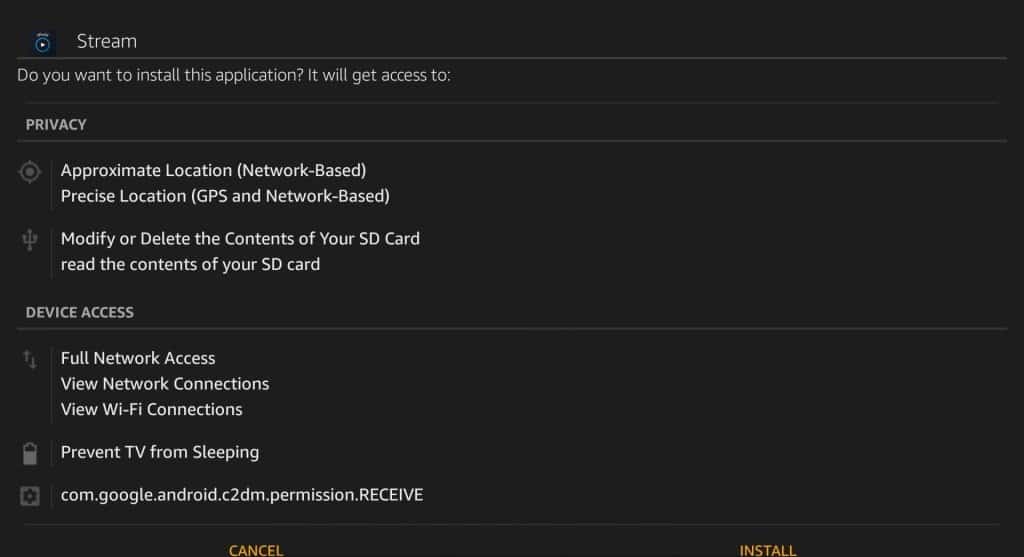 The streaming app will begin downloading shortly.