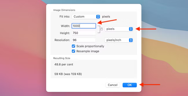macOS will ask you to select the file type and location of the image. Next to the file type, you will find a slider to reduce image size.