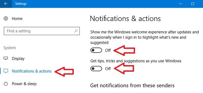 Disable the Windows Tips, Tricks, and Suggestions to Remove Activate Windows 10 Watermark