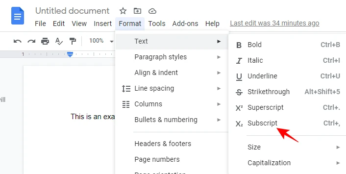 how to format superscript and subscript in google docs