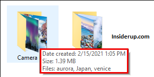 Another quick way to show folder size in Windows is to hover your mouse on the folder you want to know the size. This will display a tooltip with folder size.