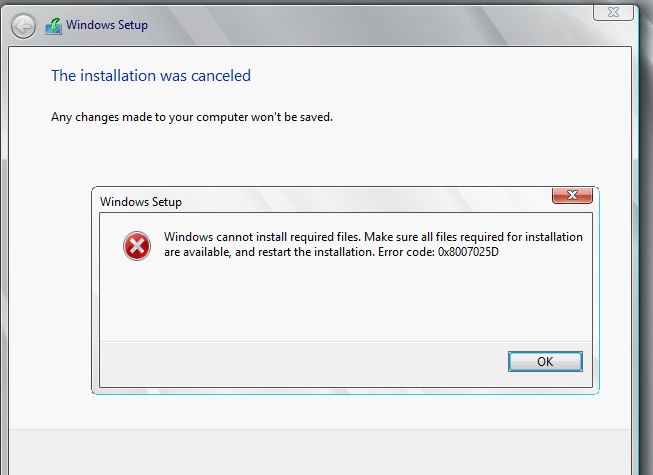 Fix Windows 10 Or 8.1 Or 7 Installation Error Code 0x8007025d