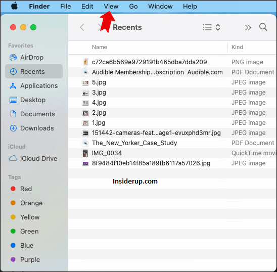 Click on “View” in the same Menu Bar.