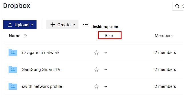 Click on a column header and click on “Size.”