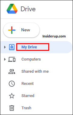 1. Click on the “My Drive” option on the left pane of the Google Drive home page. This will expand the list of folders that you have.