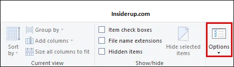 Go to File Explorer “Options.”