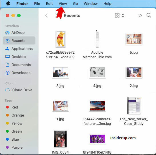 Open Finder on Mac and click on “View” on the Menu Bar.