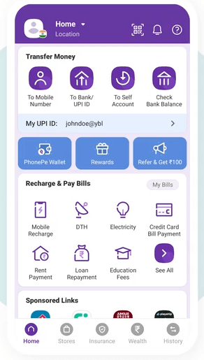 Open the PhonePe application.