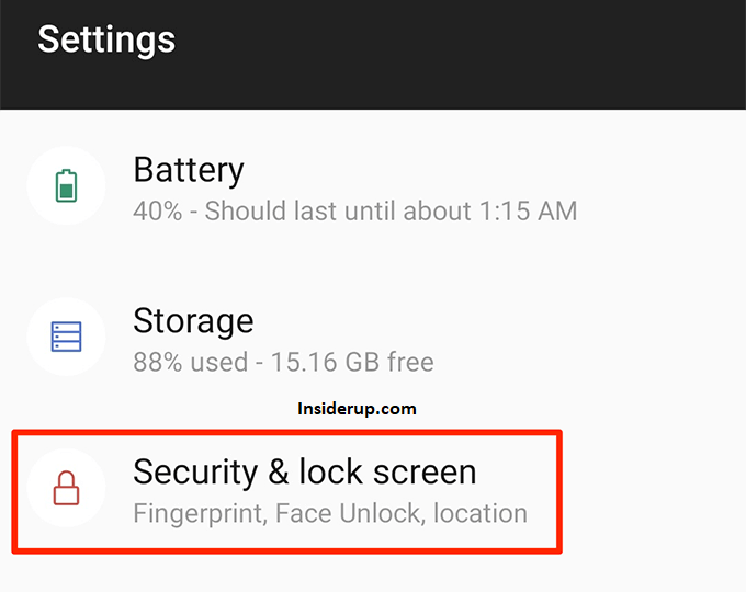 Scroll down and tap on the Security option.