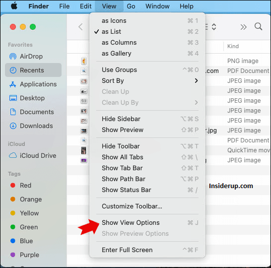 Then, select “Show View Options.”