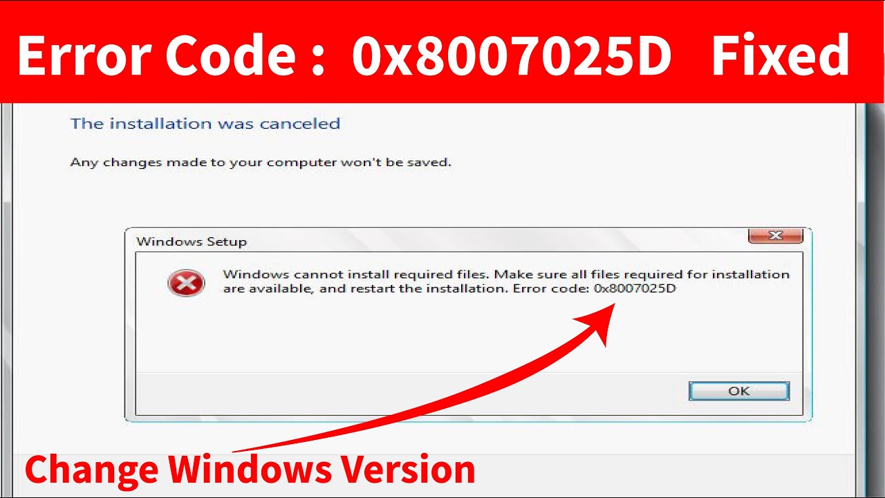 Fix Windows 10 Or 8.1 Or 7 Installation Error Code 0x8007025d